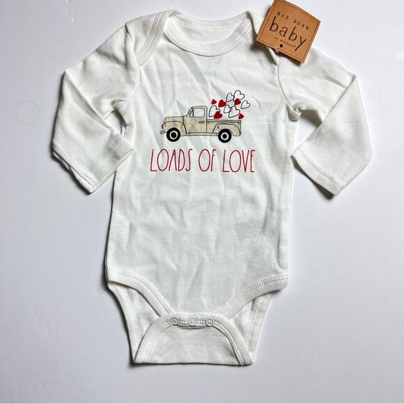 Rae Dunn Baby Load OF Love Graphic  Long Sleeve Onesie Sz 3-6M - Picture 1 of 7